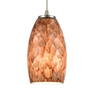 Nature's Collage 5' 1 Light Mini Pendant in Amber Swirl Glass & Satin Nickel