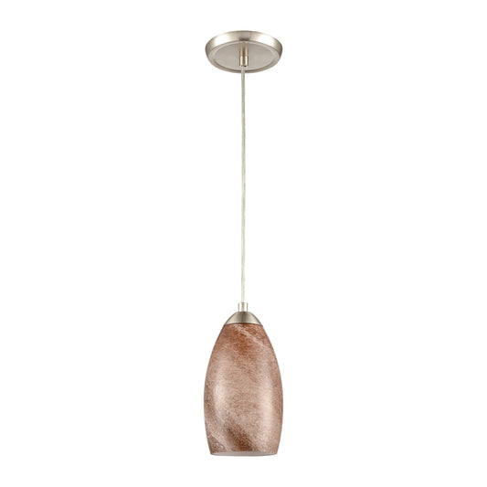 Planetario 5" 1 Light Mini Pendant in Light Brown Swirl Glass & Satin Nickel