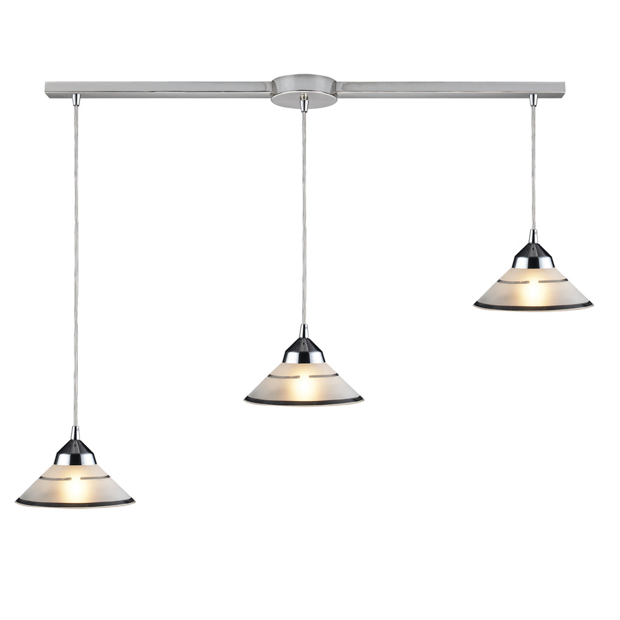 Refraction 36' 3 Light Mini Pendant in Jasper Glass & Polished Chrome