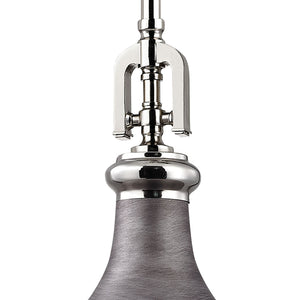 Rutherford 15' 1 Light Pendant in Polished Nickel Metal Shade with Frosted Glass Diffuser