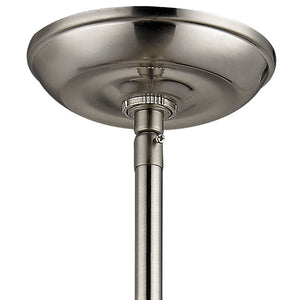 Rutherford 9' 1 Light Mini Pendant in Brushed Nickel Metal Shade with Frosted Glass Diffuser