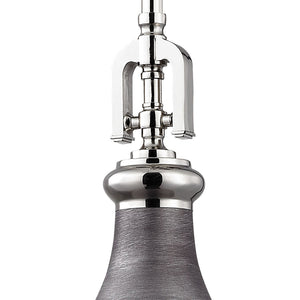 Rutherford 9' 1 Light Mini Pendant in Weathered Zinc Metal Shade with Frosted Glass Diffuser