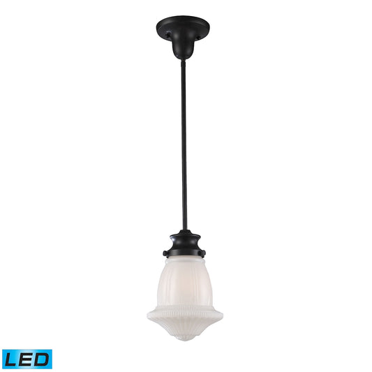 Schoolhouse 12" 1 Light LED Mini Pendant in Oiled Bronze