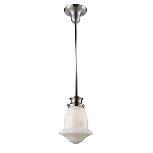 Schoolhouse 12" 1 Light Mini Pendant in Satin Nickel