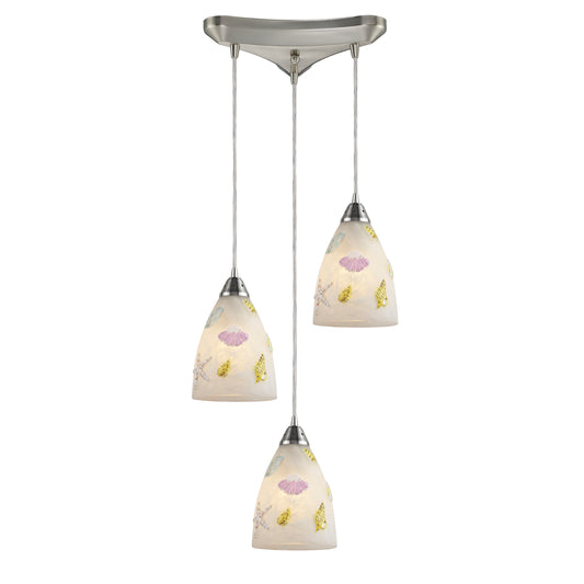 Seashore 10" 3 Light Mini Pendant in Satin Nickel