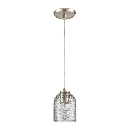 Sprinkle 5" 1 Light Mini Pendant in Dark Clear Glass Satin Nickel