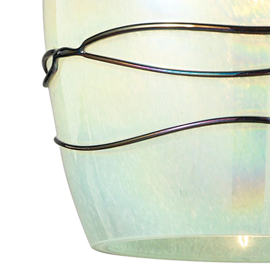 Vines 5' 1 Light Mini Pendant in Mint Sculpted Glass & Satin Nickel