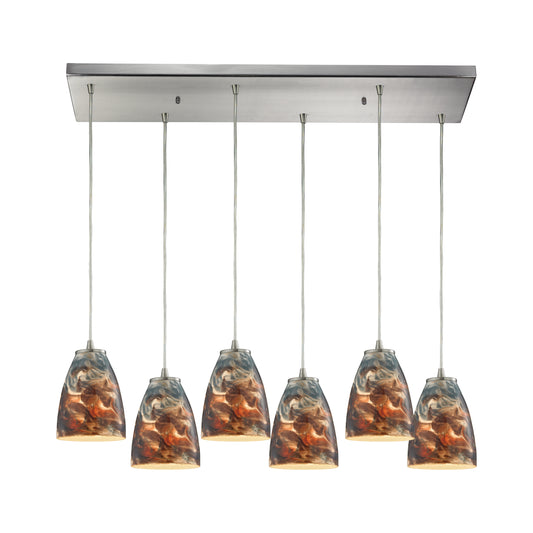 Abstractions 30" 6 Light Mini Pendant in Satin Nickel