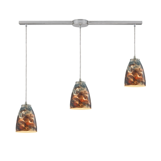 Abstractions 36" 3 Light Mini Pendant in Satin Nickel