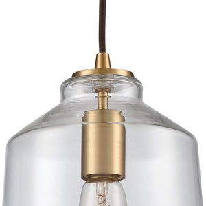 Barrel 7' 1 Light Mini Pendant in Satin Brass