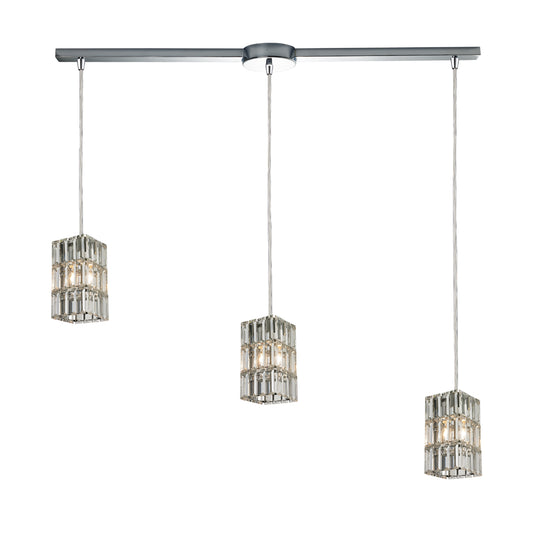 Cynthia 36" 3 Light Square Mini Pendant in Polished Chrome