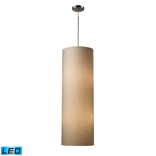 Fabric Cylinders 12" 4 Light LED Mini Pendant in Satin Nickel