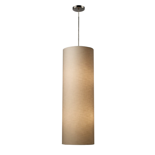 Fabric Cylinders 12" 4 Light Mini Pendant in Satin Nickel