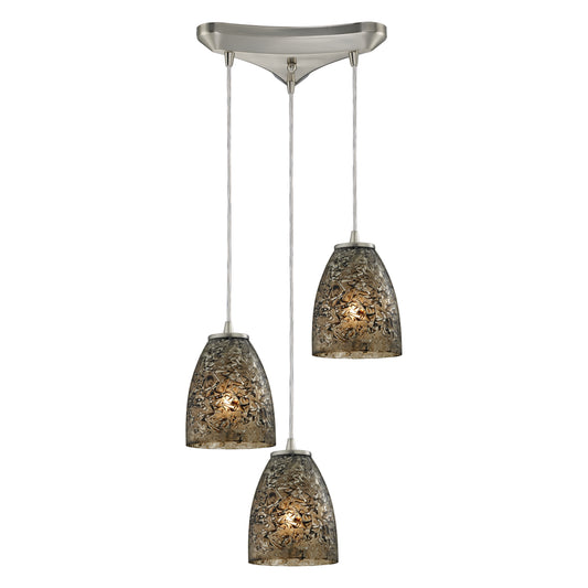 Fissure 10" 3 Light Mini Pendant in Satin Nickel