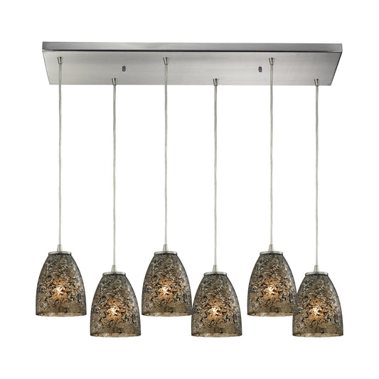 Fissure 30" 6 Light Mini Pendant in Satin Nickel