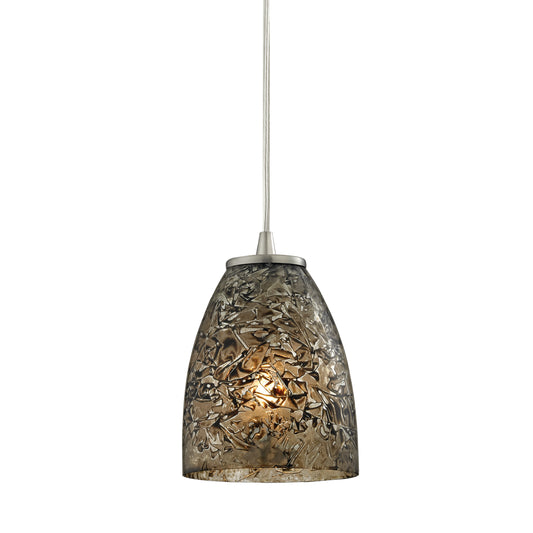 Fissure 5" 1 Light Mini Pendant in Satin Nickel