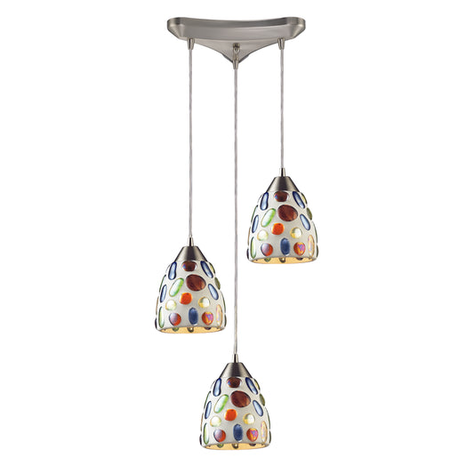 Gemstone 10" 3 Light Mini Pendant in Satin Nickel