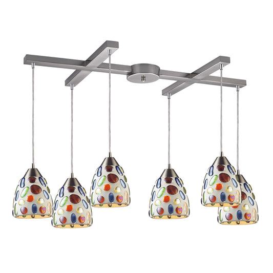 Gemstone 33" 6 Light Mini Pendant in Satin Nickel