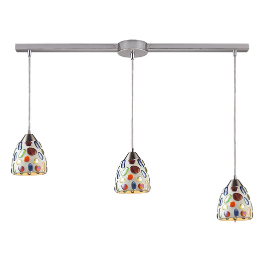 Gemstone 36" 3 Light Mini Pendant in Satin Nickel