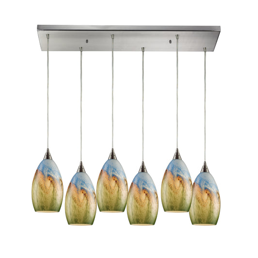 Geologic 30" 6 Light Mini Pendant in Satin Nickel