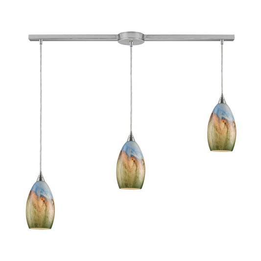 Geologic 36" 3 Light Mini Pendant in Satin Nickel