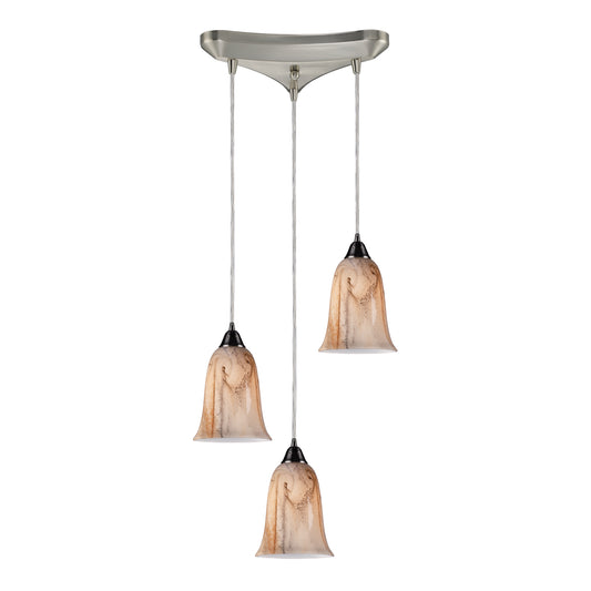 Granite 10" 3 Light Mini Pendant in Satin Nickel