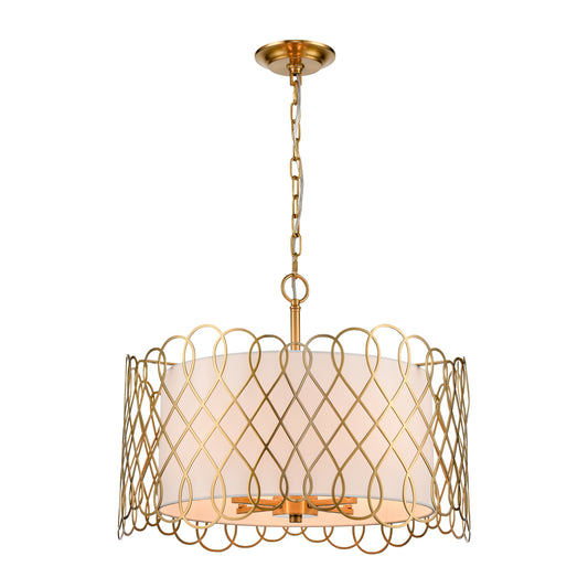 Harp Lane 21" 4 Light Pendant in Satin Brass