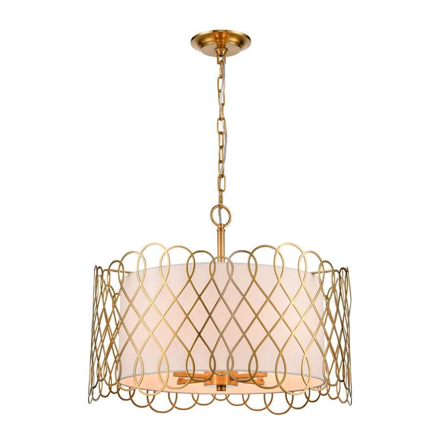 Harp Lane 21' 4 Light Pendant in Satin Brass