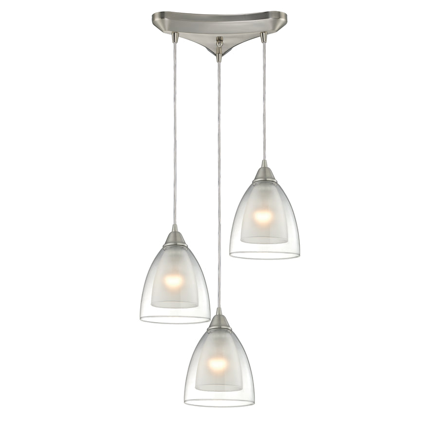 Layers 10' 3 Light Mini Pendant in Satin Nickel