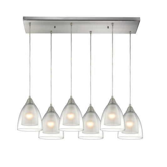 Layers 30" 6 Light Mini Pendant in Satin Nickel