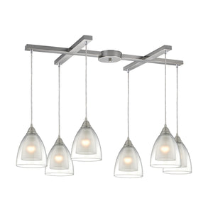 Layers 33' 6 Light Mini Pendant in Satin Nickel