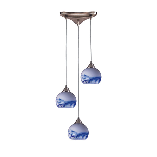 Mela 10" 3 Light Mini Pendant in Satin Nickel