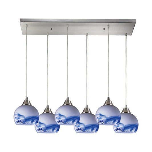 Mela 30" 6 Light Mini Pendant in Satin Nickel