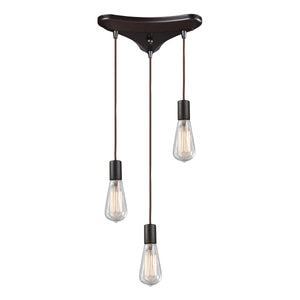 Menlow Park 10' 3 Light Mini Pendant in Oiled Bronze