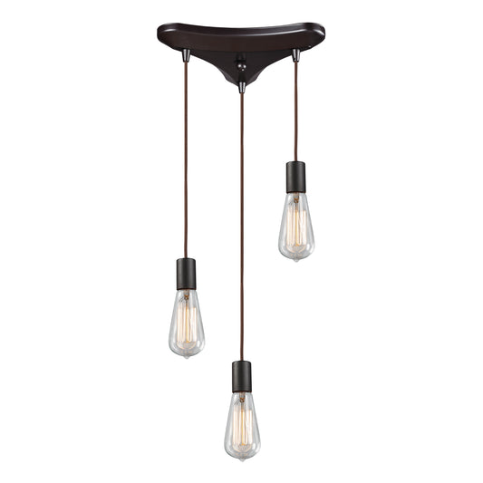 Menlow Park 10" 3 Light Mini Pendant in Oiled Bronze