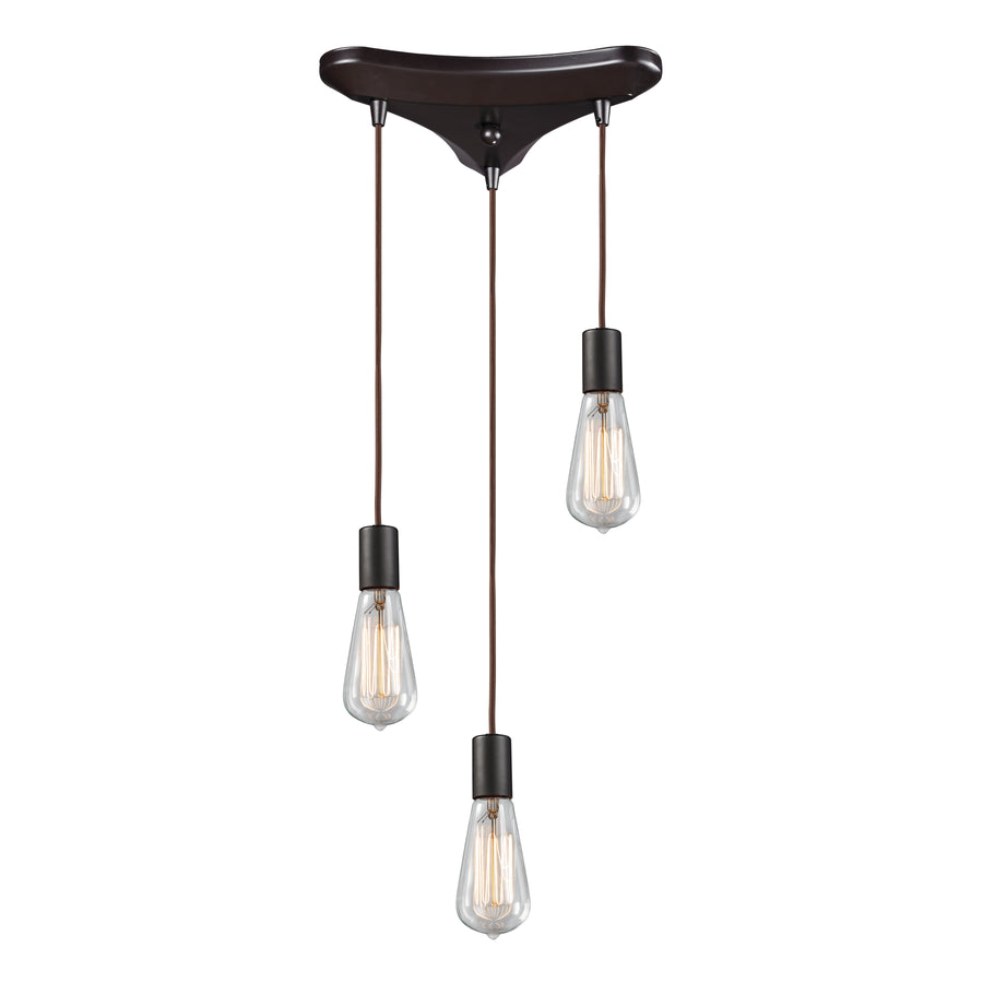 Menlow Park 10' 3 Light Mini Pendant in Oiled Bronze