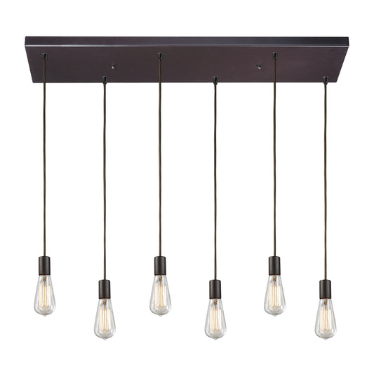 Menlow Park 30" 6 Light Mini Pendant in Oiled Bronze