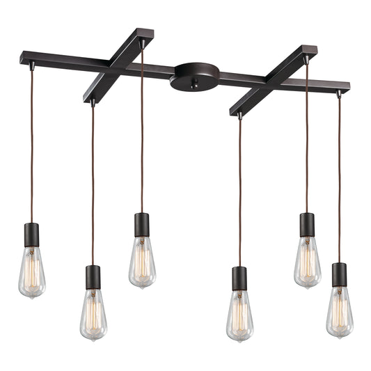 Menlow Park 33" 6 Light Mini Pendant in Oiled Bronze