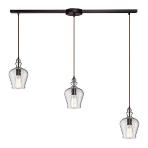 Menlow Park 36' 3 Light Mini Pendant in Smoke Glass & Oil Rubbed Bronze