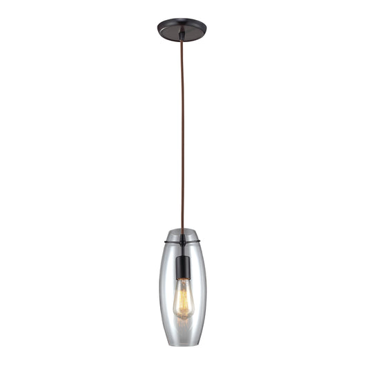 Menlow Park 5" 1 Light Mini Pendant in Clear Glass & Oiled Bronze