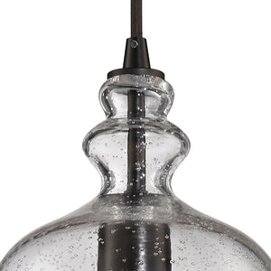Menlow Park 6' 1 Light Mini Pendant in Clear Seeded Glass & Oil Rubbed Bronze