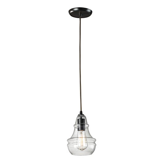 Menlow Park 6" 1 Light Mini Pendant in Smoke Glass & Oiled Bronze