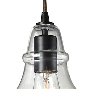 Menlow Park 6' 1 Light Mini Pendant in Smoke Glass & Oiled Bronze