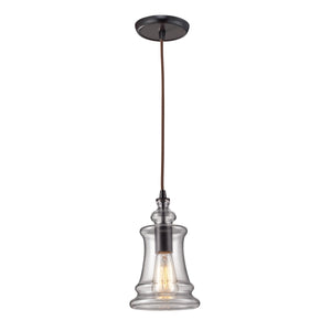 Menlow Park 6' 1 Light Rectangular Mini Pendant in Smoke Glass & Oiled Bronze