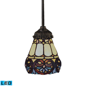 Mix-N-Match 6' 1 Light LED Mini Pendant in Tiffany Bronze with Blue Flower