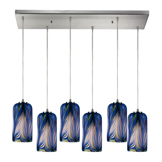 Molten 30" 6 Light Mini Pendant in Satin Nickel