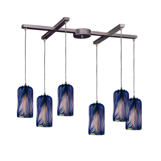 Molten 33" 6 Light Mini Pendant in Satin Nickel