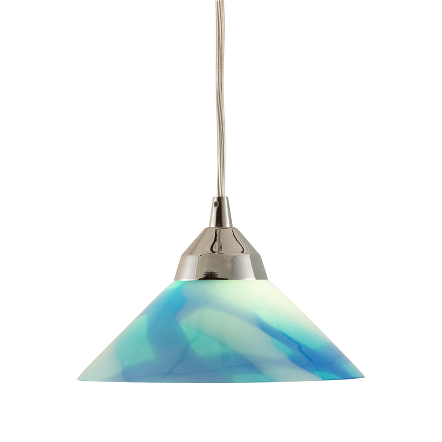 Refraction 7' 1 Light Mini Pendant in Multicolor Caribbean Glass & Polished Chrome