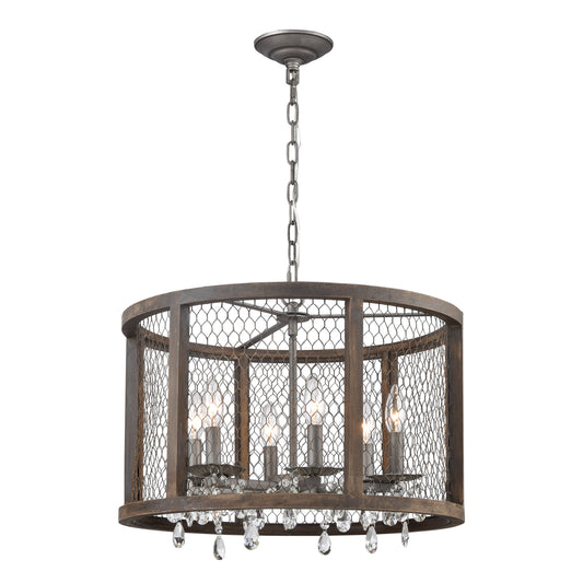 Renaissance Invention 20" 6 Light Pendant in Weathered Zinc