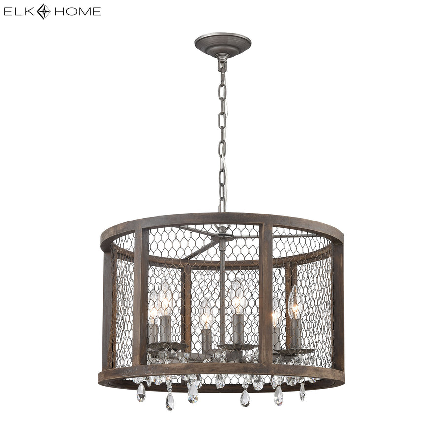 Renaissance Invention 20' 6 Light Pendant in Weathered Zinc